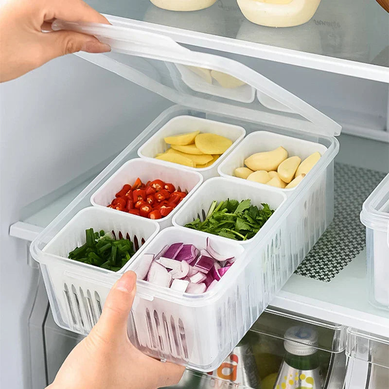 Organizador de Geladeira Com Divisória e Drenagem